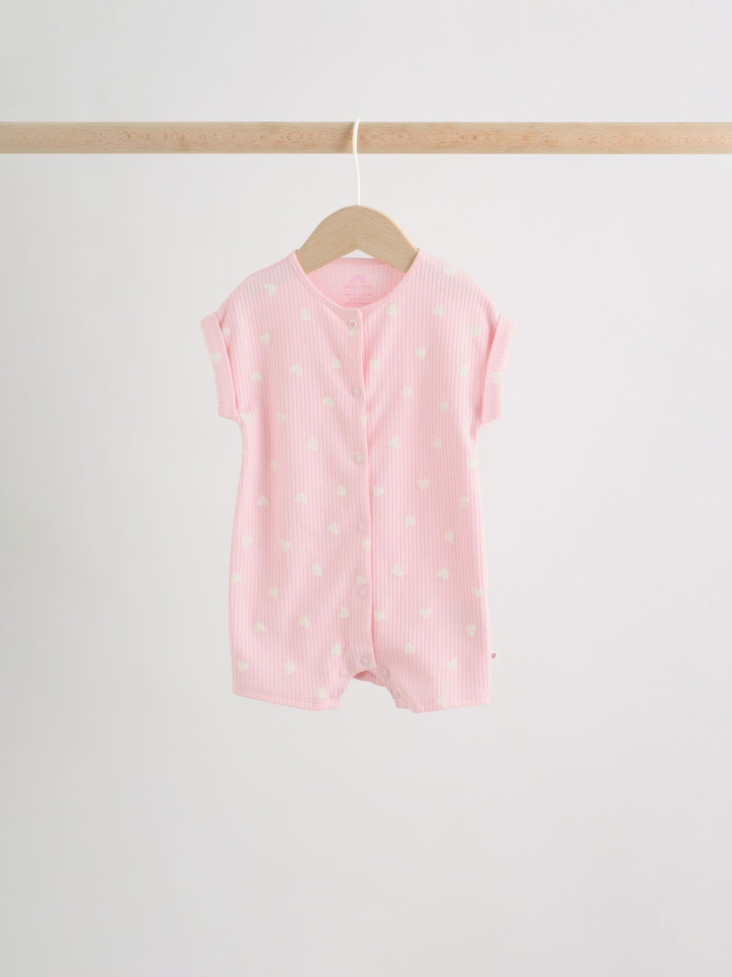 Pink Tonal Heart Popper Through Jersey Baby Rompers 3 Pack image 7