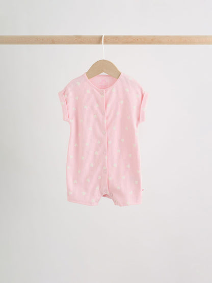 Pink Tonal Heart Popper Through Jersey Baby Rompers 3 Pack image 7