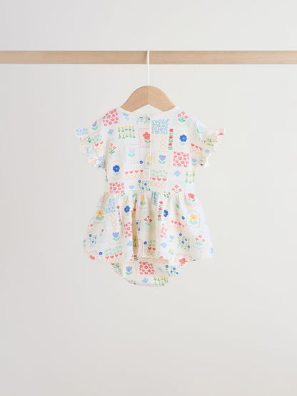 Red and White Embroidered Patterned Jersey Baby Rompers 3 Pack image 8