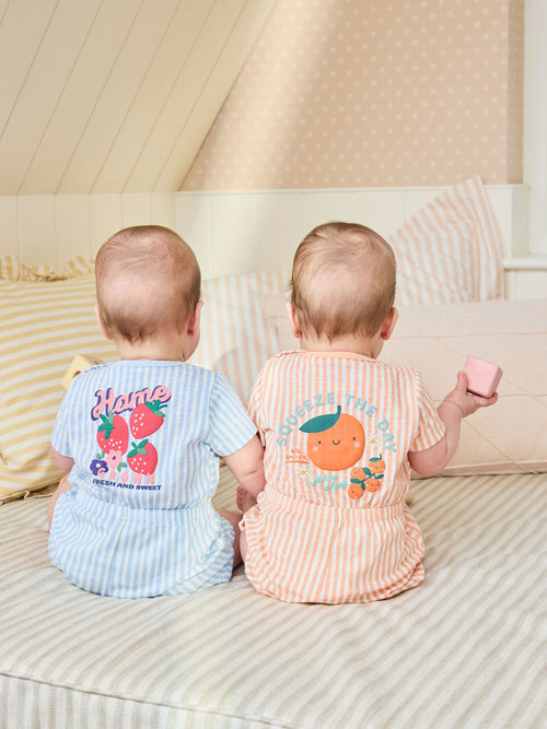 Blue and Orange Striped Jersey Sport Rompers 2 Pack image 1