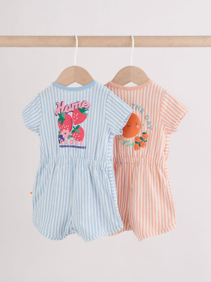 Blue and Orange Striped Jersey Sport Rompers 2 Pack image 6