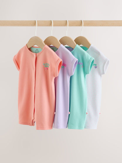 Multi Bright Coloured Jersey Baby Rompers 3 Pack image 1