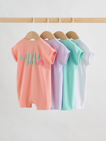Multi Bright Coloured Jersey Baby Rompers 3 Pack image 2