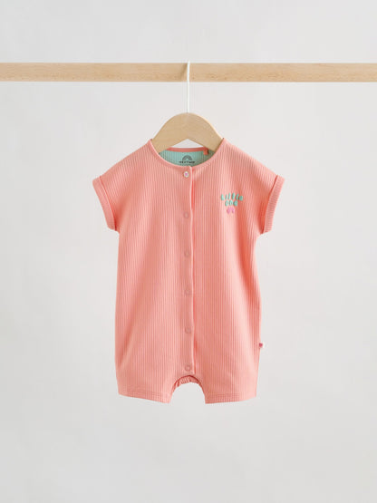 Multi Bright Coloured Jersey Baby Rompers 3 Pack image 3