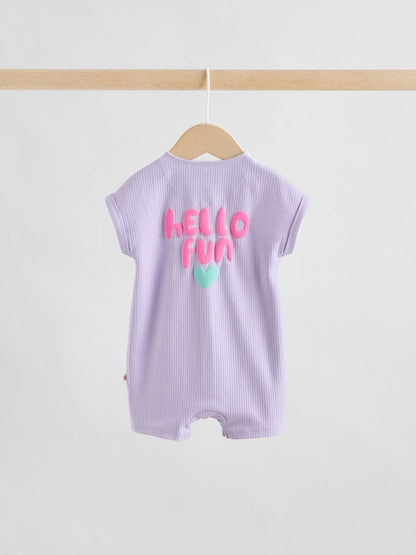 Multi Bright Coloured Jersey Baby Rompers 3 Pack image 6
