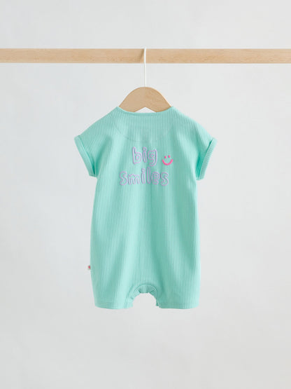 Multi Bright Coloured Jersey Baby Rompers 3 Pack image 8