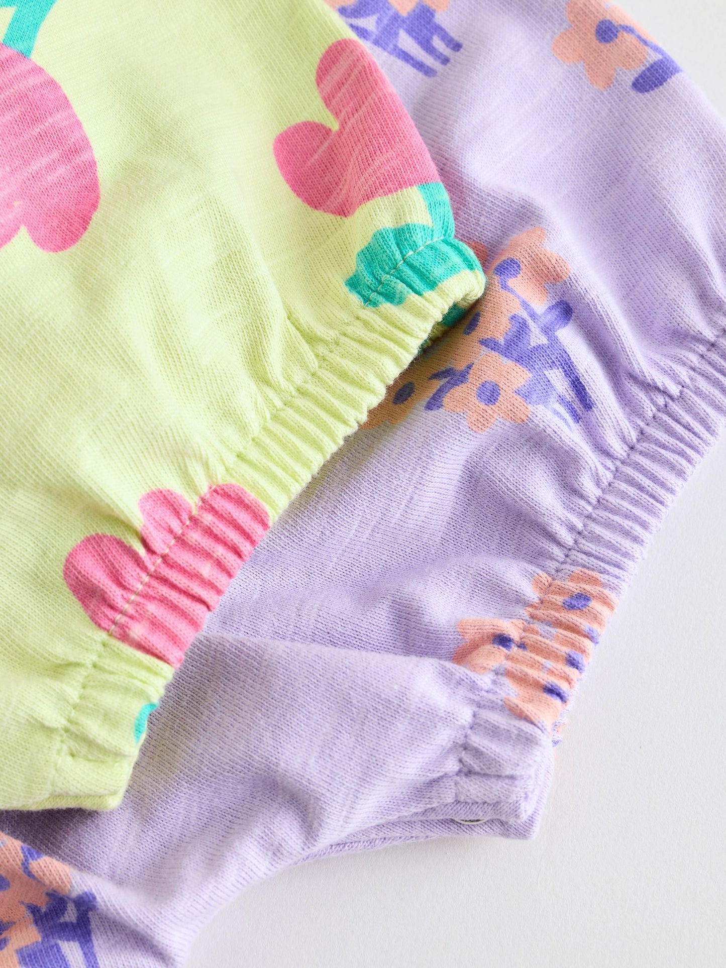 Purple and Green Floral 2 Pack Smocked Smocked Baby Rompers 2 Pack image 8
