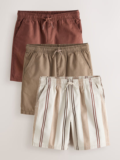 Dsiney Kidz - Brown/Rust/Stripe 3 Pack Shorts (3-16yrs) image 1