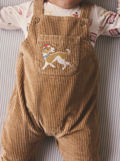 Tan Brown Cath Kidston Cord Dungaree and Bodysuit Set image 3