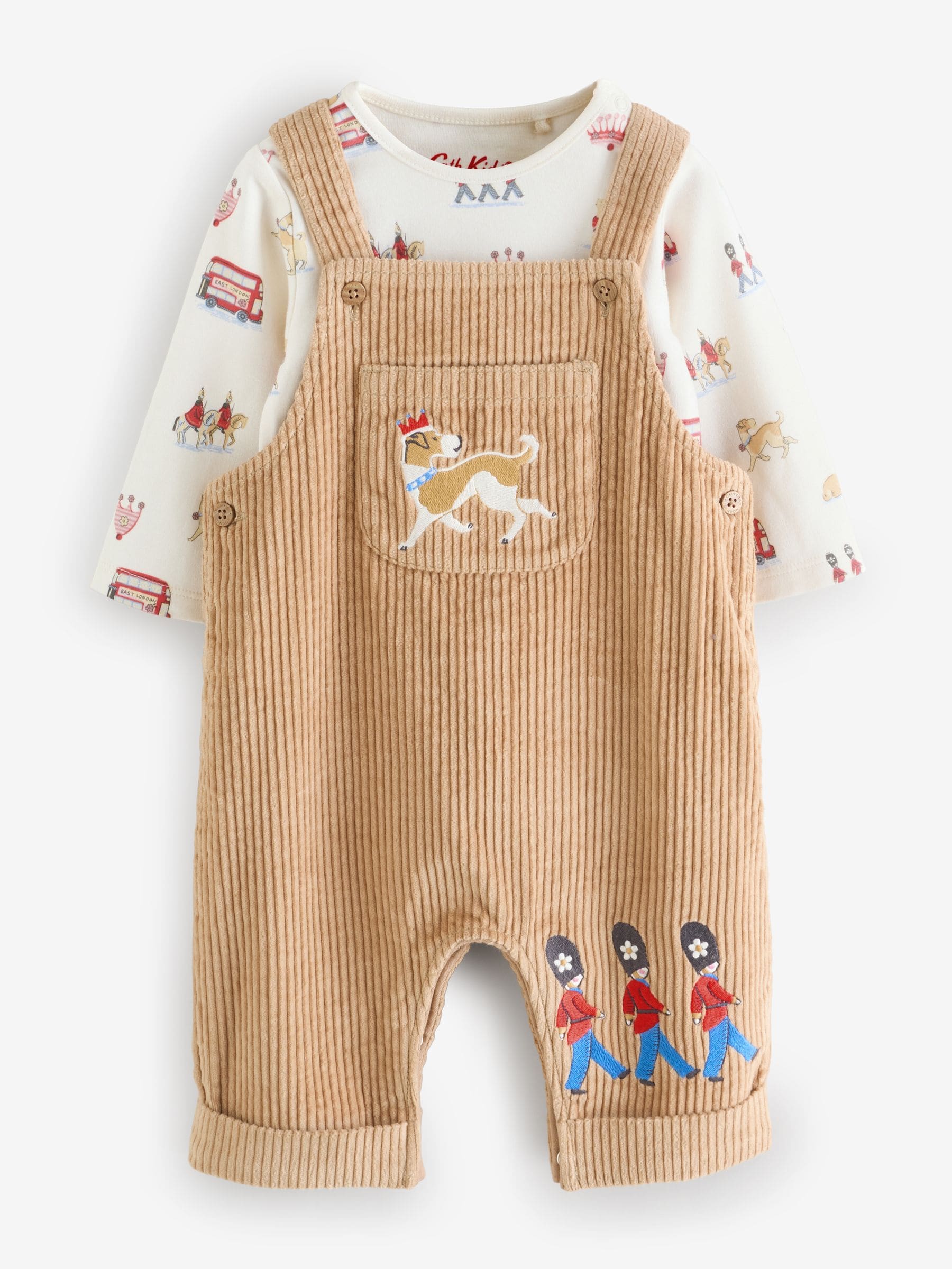 Tan Brown Cath Kidston Cord Dungaree and Bodysuit Set image 5