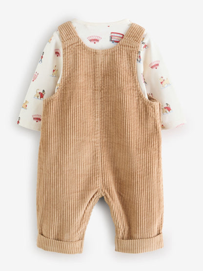 Tan Brown Cath Kidston Cord Dungaree and Bodysuit Set image 7