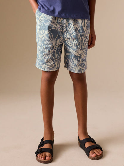 Dsiney Kidz - Leaf Print Blue Hybrid Waist Shorts (3-16yrs) image 1