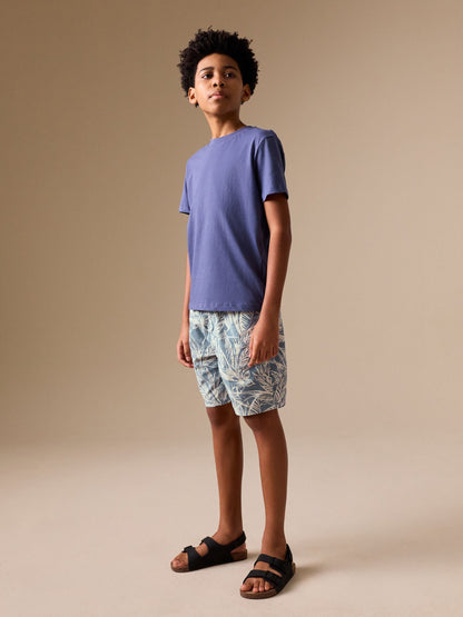 Dsiney Kidz - Leaf Print Blue Hybrid Waist Shorts (3-16yrs) image 2