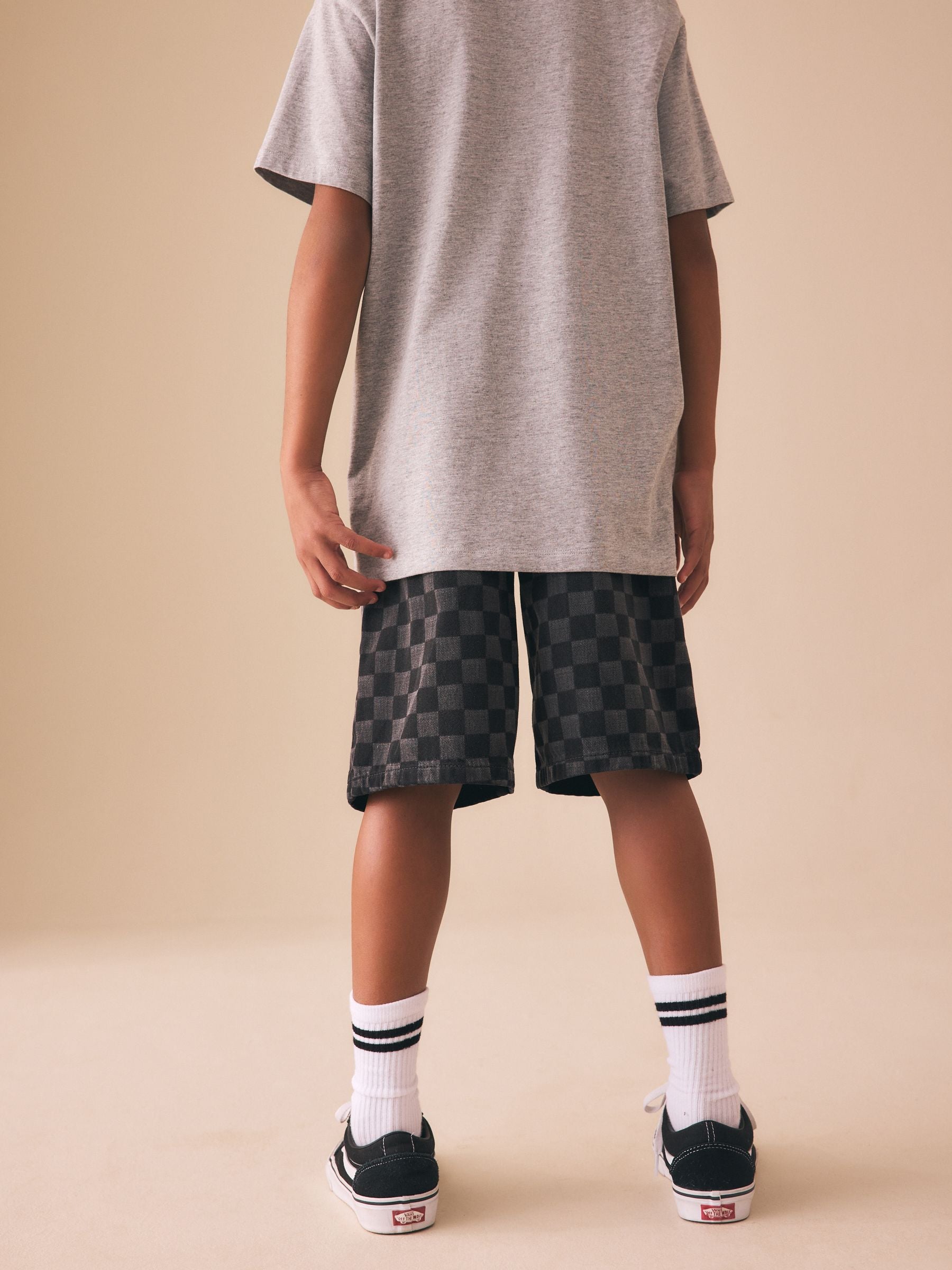 Dsiney Kidz - Grey Check Denim Jort Shorts (3-16yrs) image 2