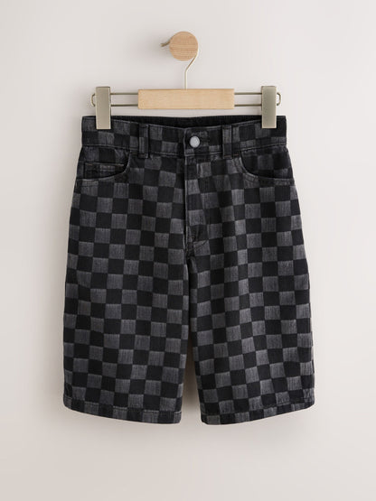 Dsiney Kidz - Grey Check Denim Jort Shorts (3-16yrs) image 4