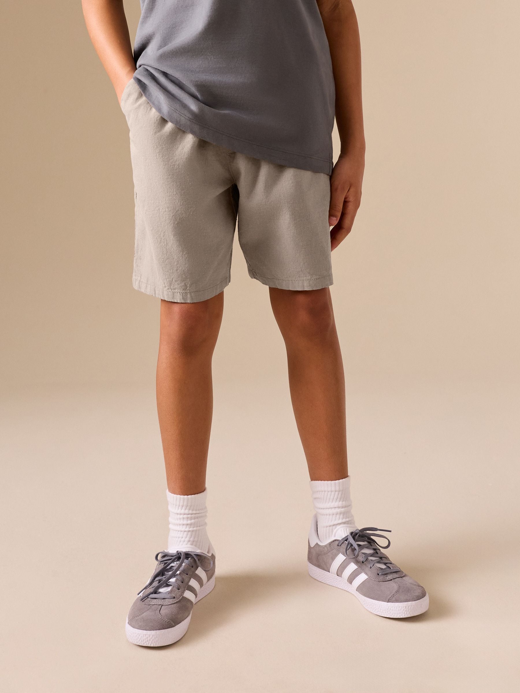 Dsiney Kidz - Taupe Linen Blend Pull on Shorts (3-16yrs) image 1