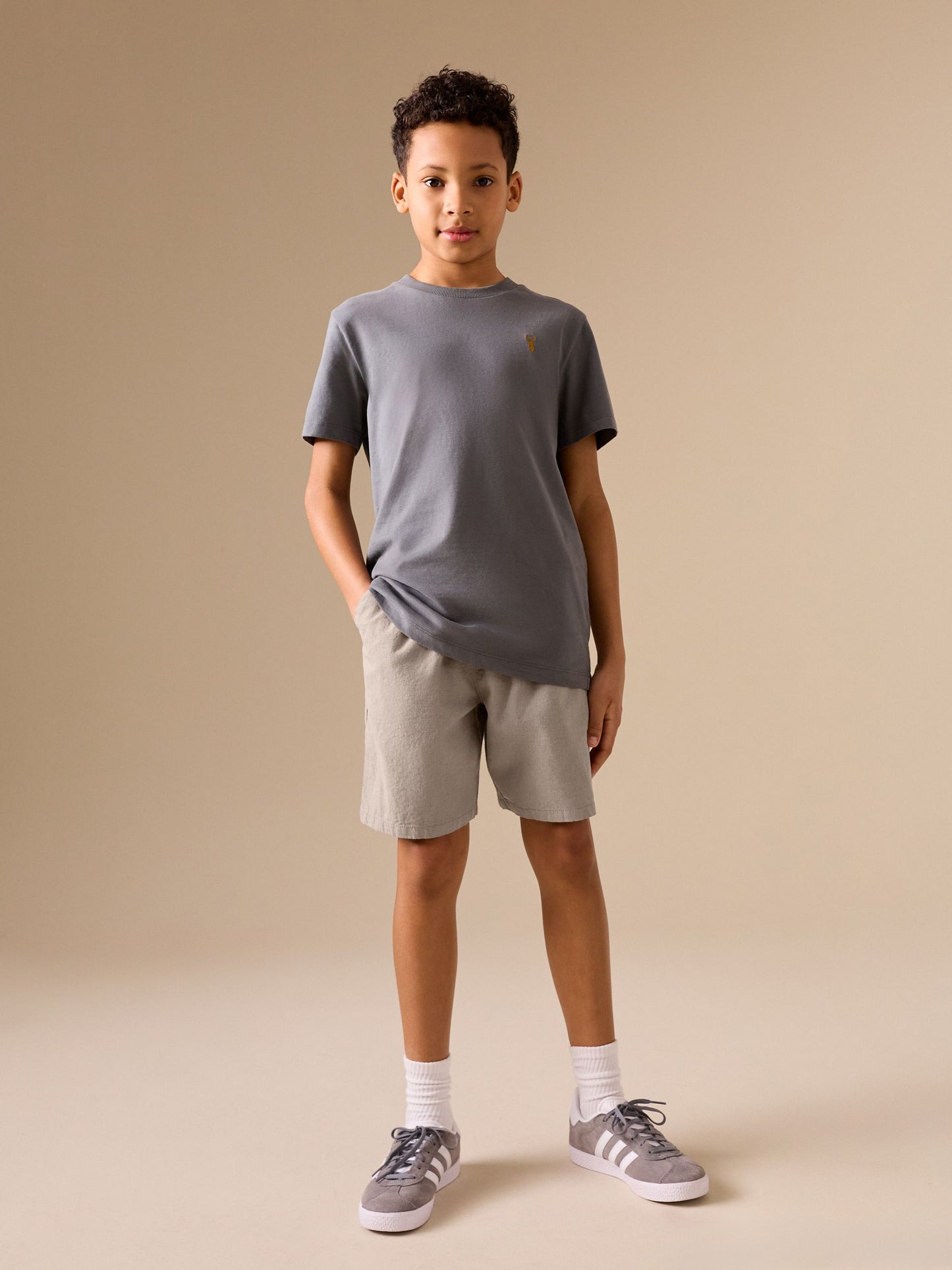 Dsiney Kidz - Taupe Linen Blend Pull on Shorts (3-16yrs) image 3