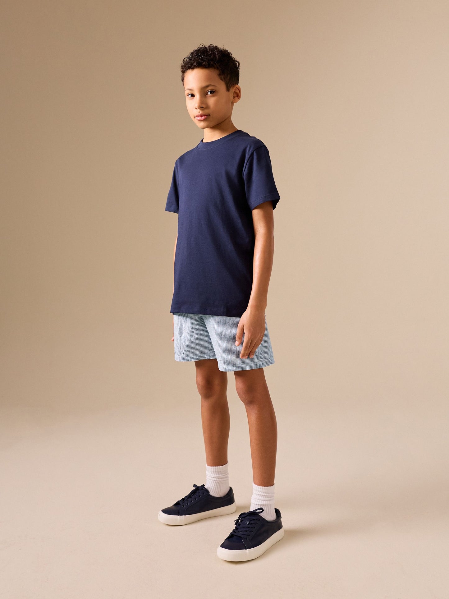 Dsiney Kidz - Ecru/Blue Stripe Linen Blend Pull on Shorts (3-16yrs) image 2