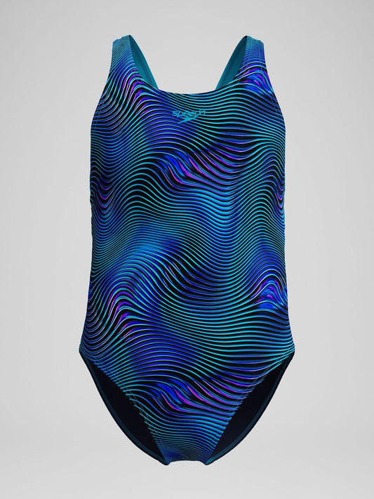 Dsiney Kidz - Speedo Blue Print Leaderback One Piece Swimsuit image 1