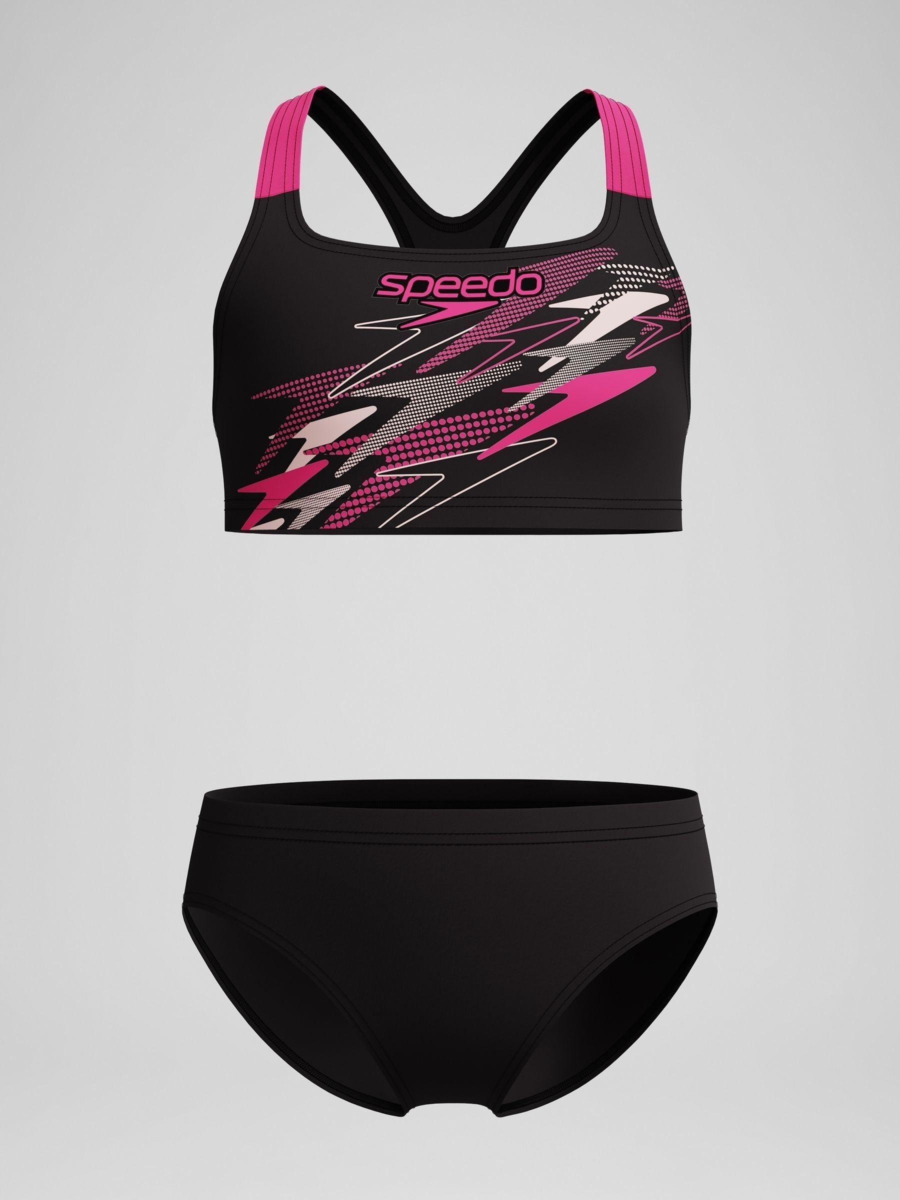 Dsiney Kidz - Speedo Black Medley Logo Racerback Two Piece Swimsuit image 1