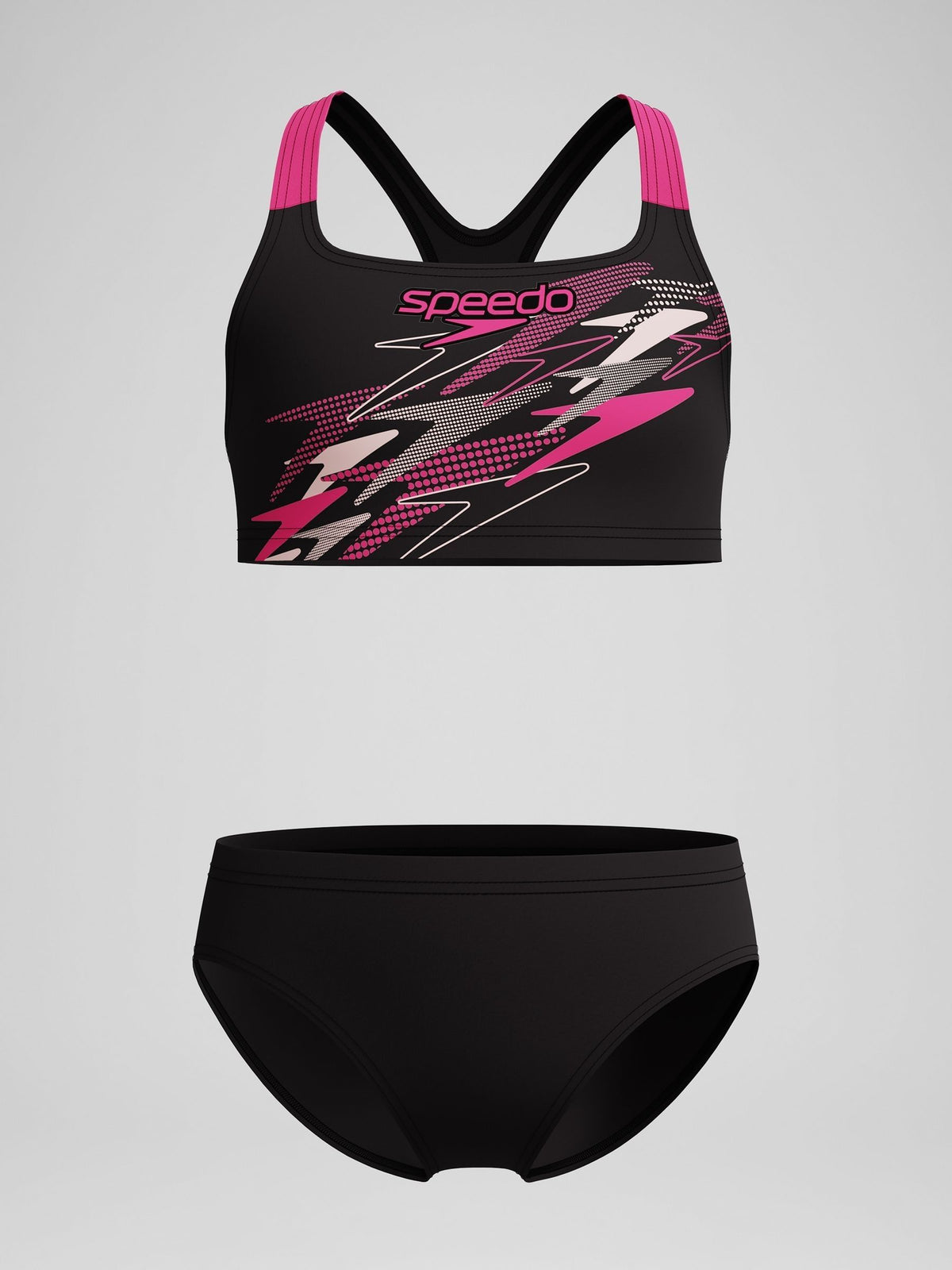 Dsiney Kidz - Speedo Black Medley Logo Racerback Two Piece Swimsuit image 1
