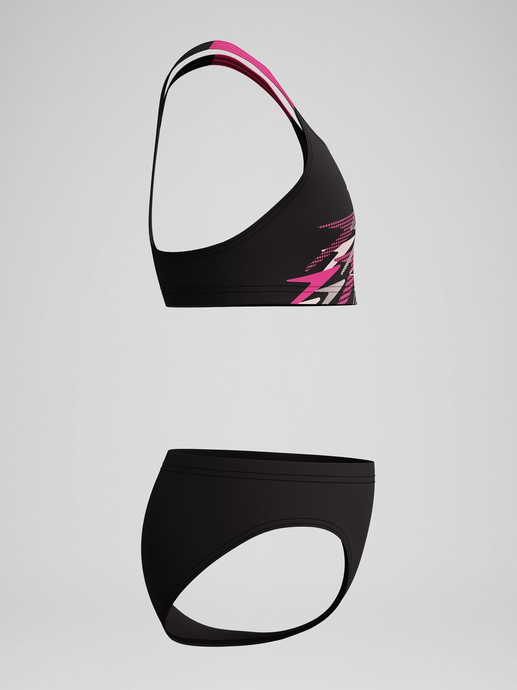 Dsiney Kidz - Speedo Black Medley Logo Racerback Two Piece Swimsuit image 2