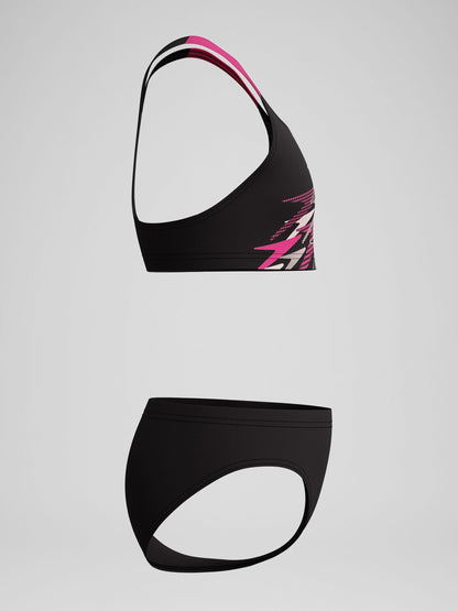 Dsiney Kidz - Speedo Black Medley Logo Racerback Two Piece Swimsuit image 2