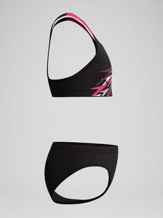 Dsiney Kidz - Speedo Black Medley Logo Racerback Two Piece Swimsuit image 2