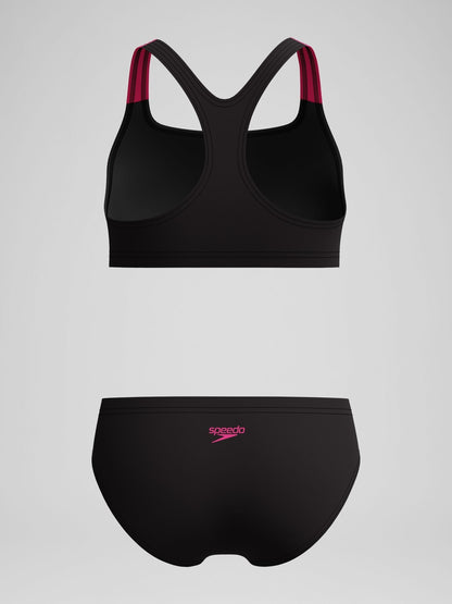Dsiney Kidz - Speedo Black Medley Logo Racerback Two Piece Swimsuit image 4