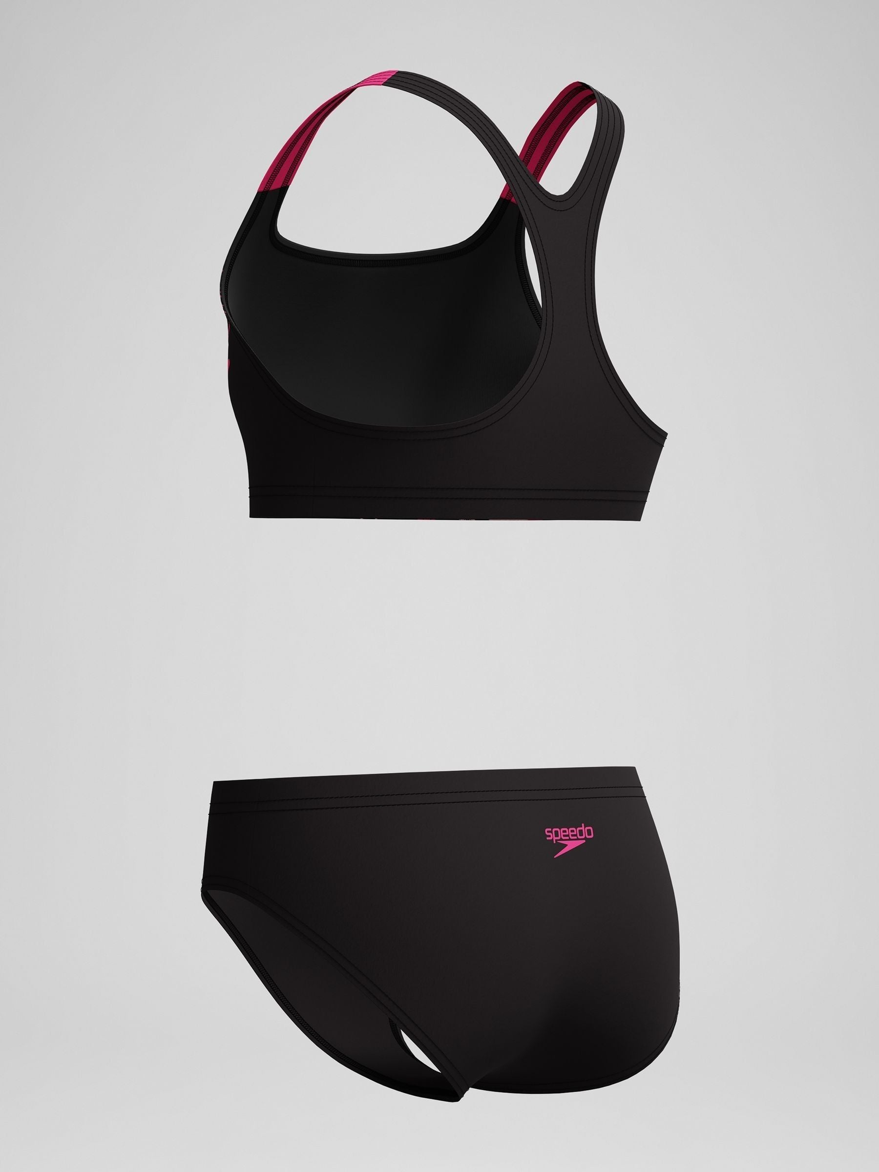 Dsiney Kidz - Speedo Black Medley Logo Racerback Two Piece Swimsuit image 5