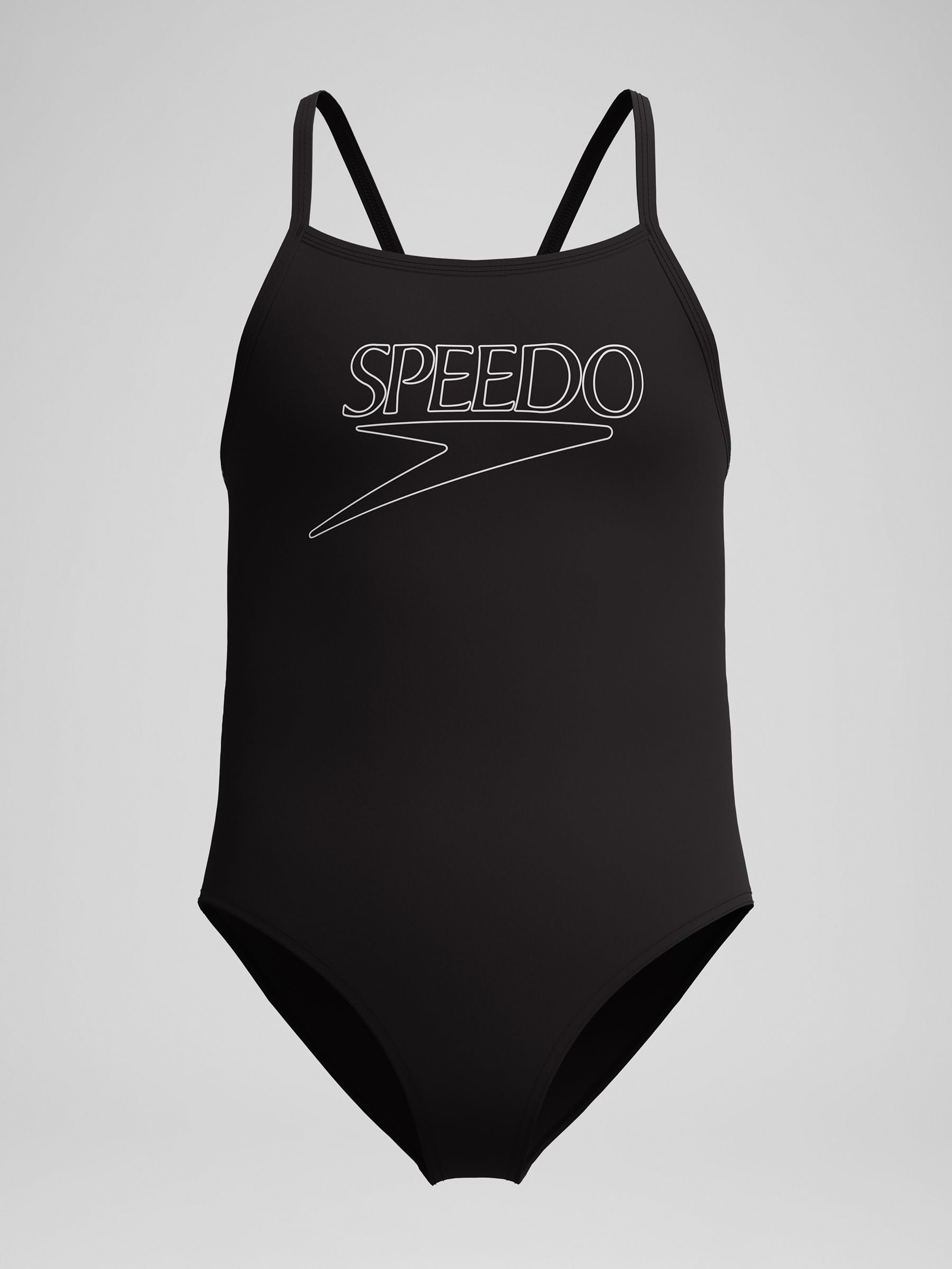 Speedo Black Endurance+ Logo Thinstrap One Piece Swimsuit image 1