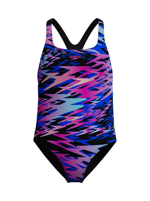 Dsiney Kidz - Speedo Black Hyperboom Print Medalist One Piece Swimsuit image 1