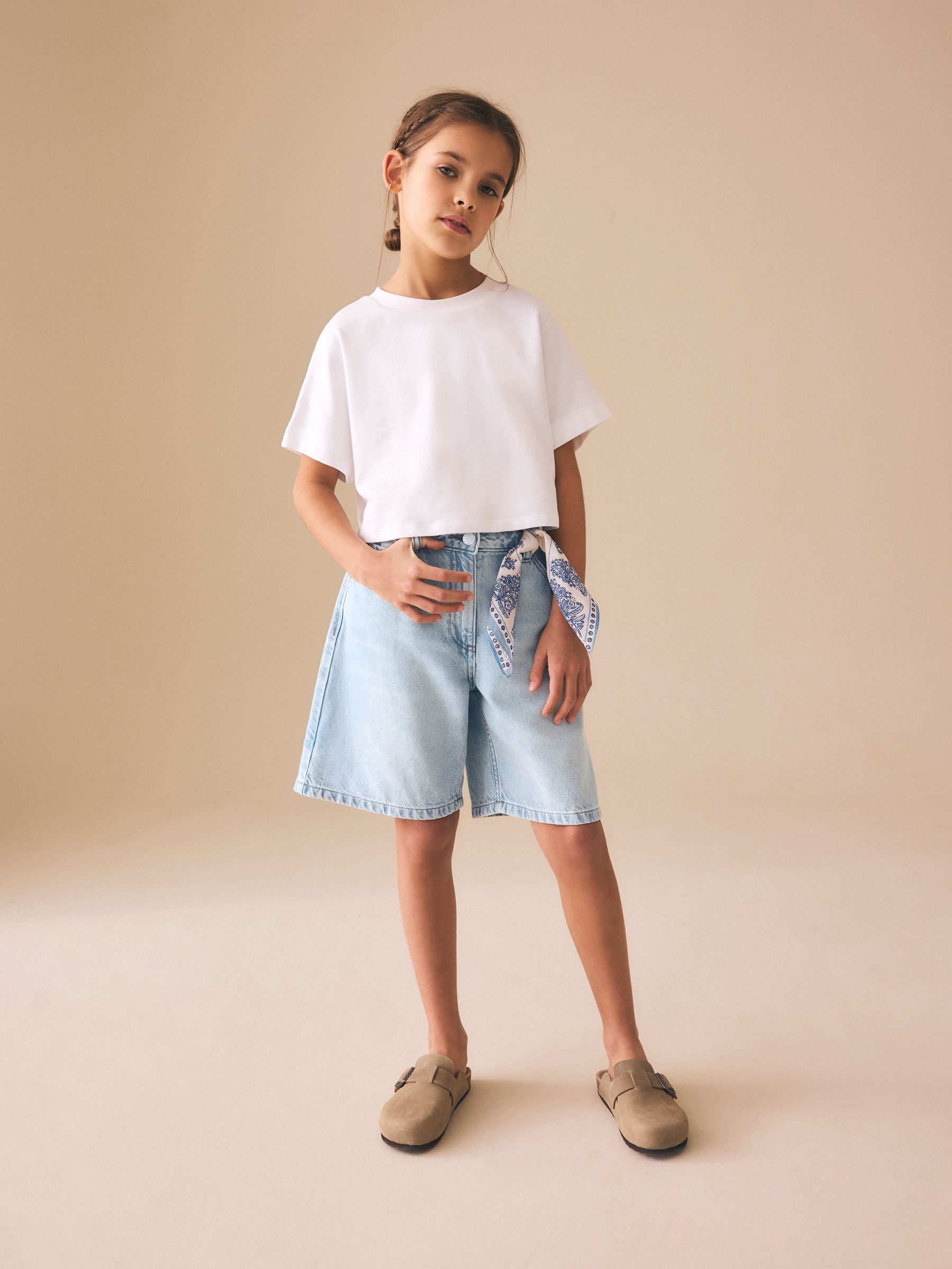 Dsiney Kidz - Light Blue Regular Length Jort Shorts (3-16yrs) image 1