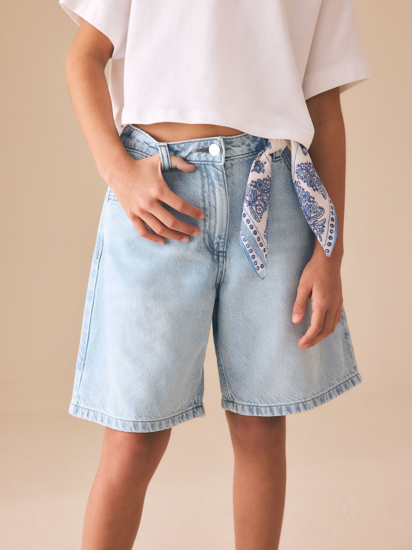 Dsiney Kidz - Light Blue Regular Length Jort Shorts (3-16yrs) image 4