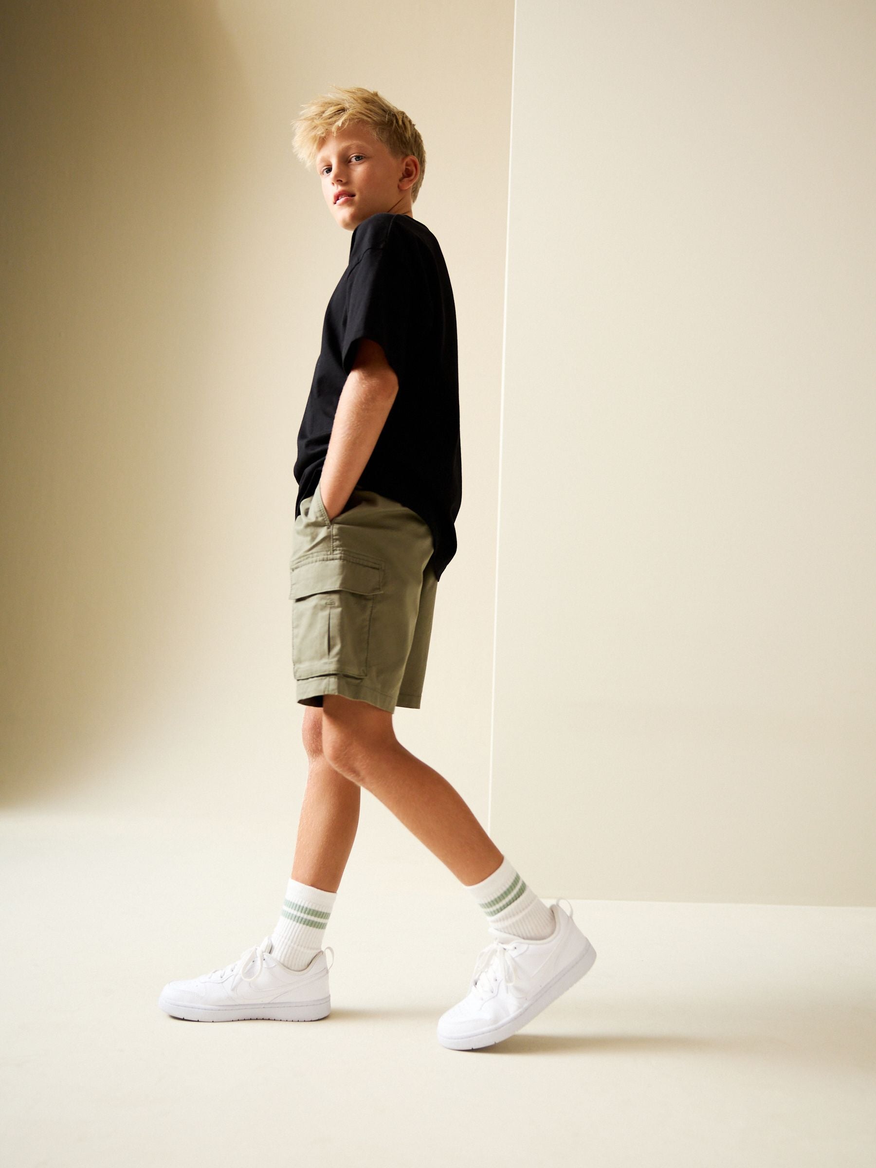 Dsiney Kidz - Khaki Green Cargo Shorts (3-16yrs) image 2