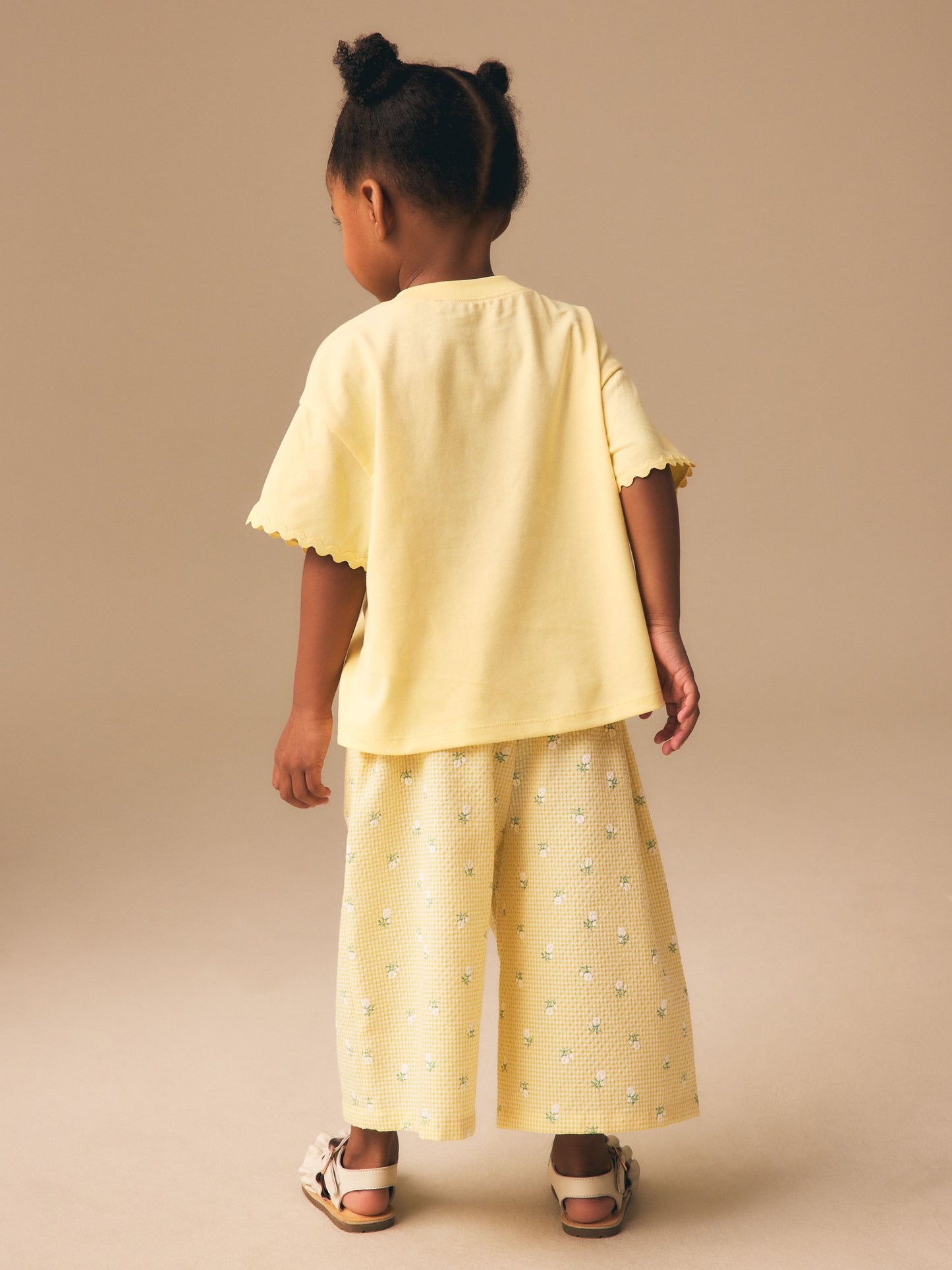 Lemon Yellow Ditsy Pullon Wide Leg Trousers (3mths-7yrs) image 3