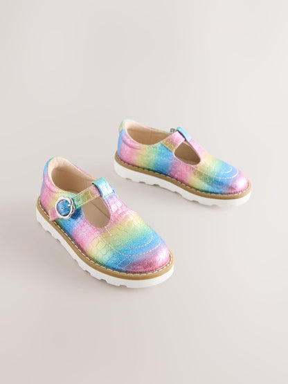Multi Rainbow Shimmer Standard Fit (F) T-Bar Shoes image 1