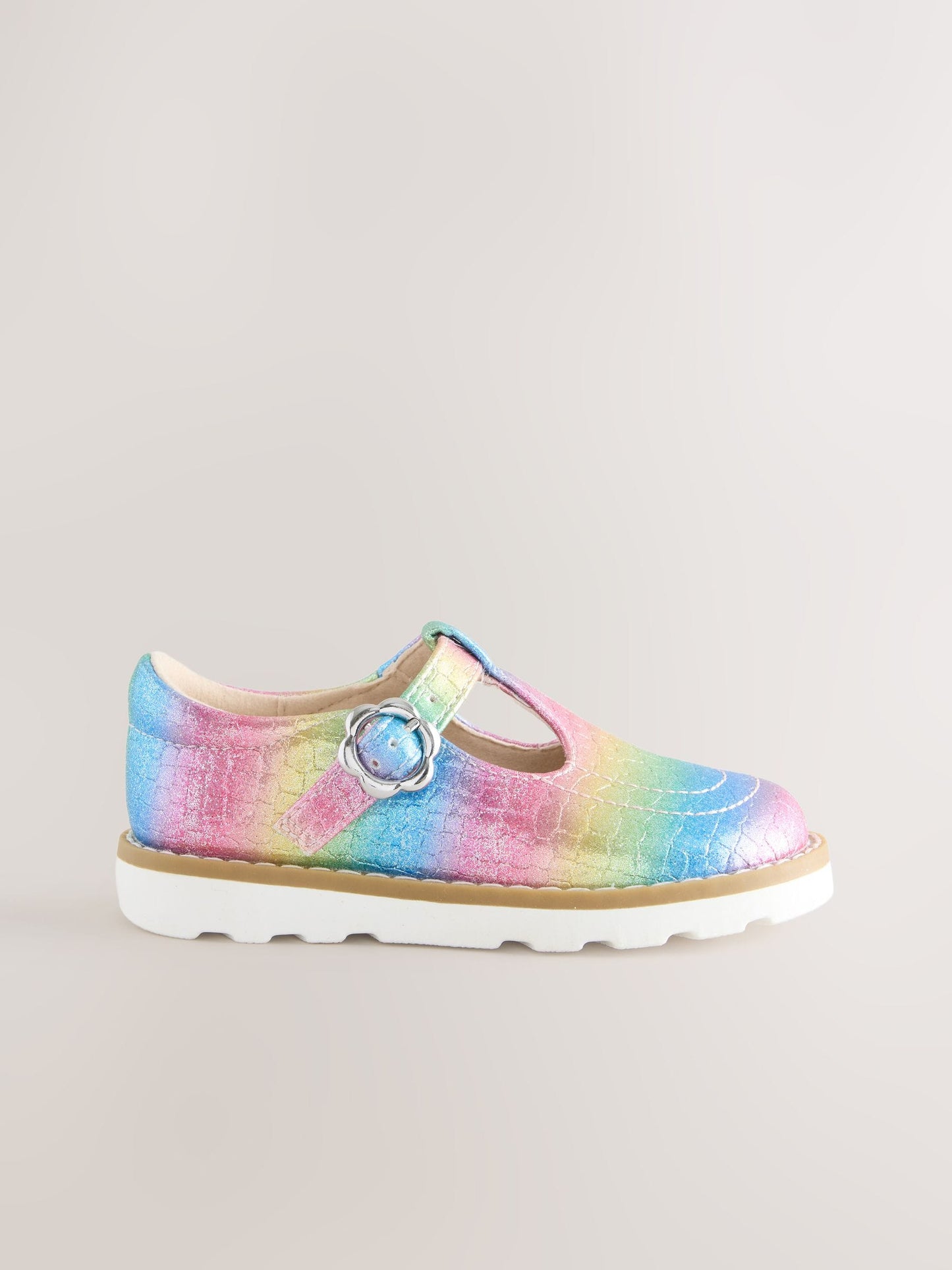 Multi Rainbow Shimmer Standard Fit (F) T-Bar Shoes image 2