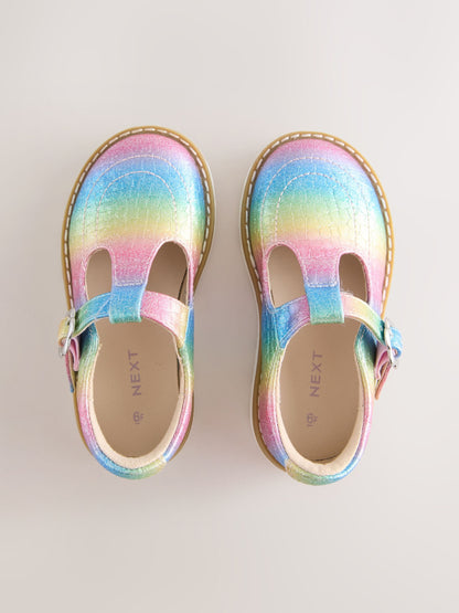 Multi Rainbow Shimmer Standard Fit (F) T-Bar Shoes image 3