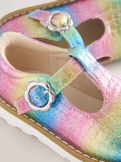 Multi Rainbow Shimmer Standard Fit (F) T-Bar Shoes image 5