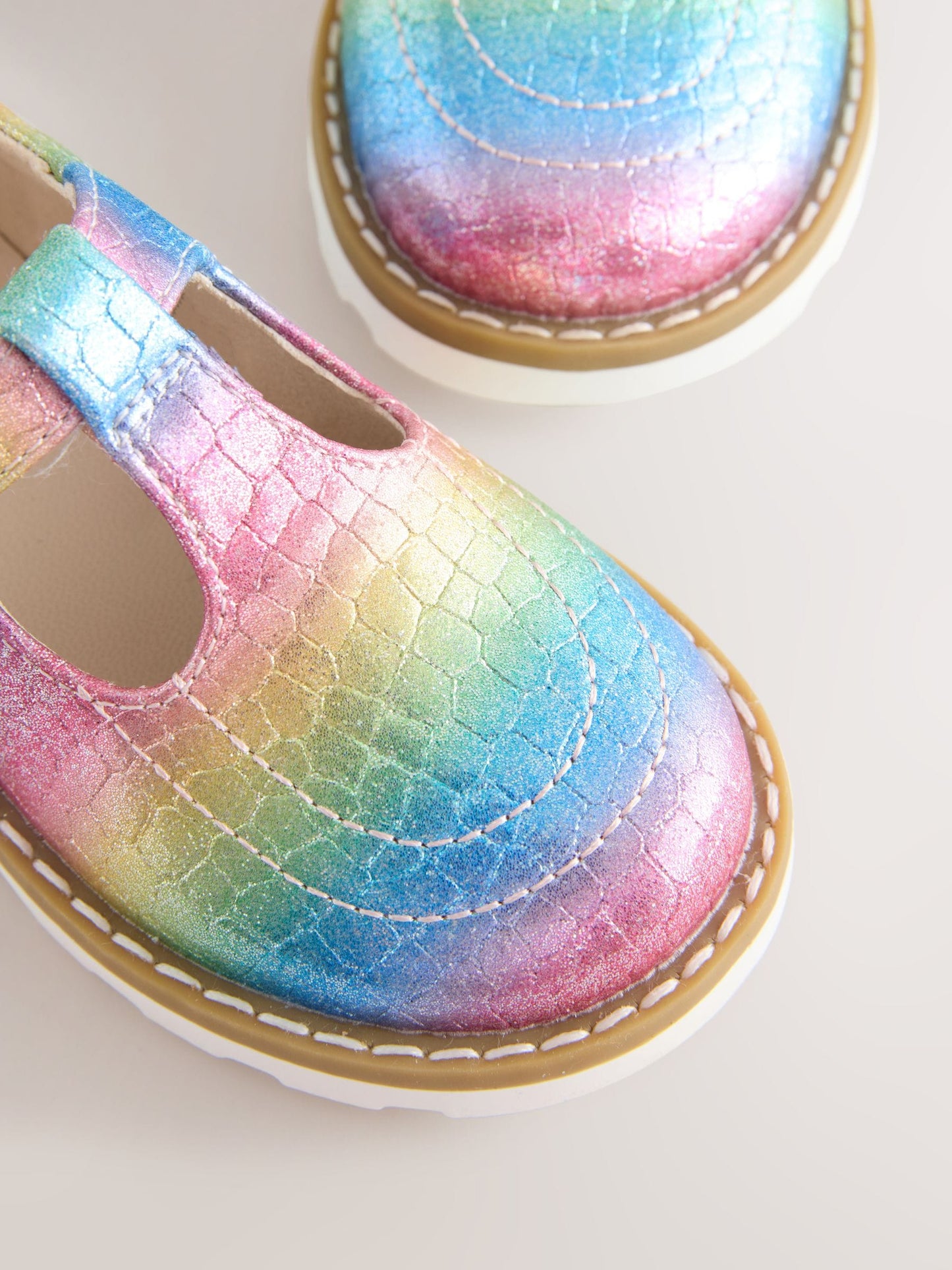 Multi Rainbow Shimmer Standard Fit (F) T-Bar Shoes image 6