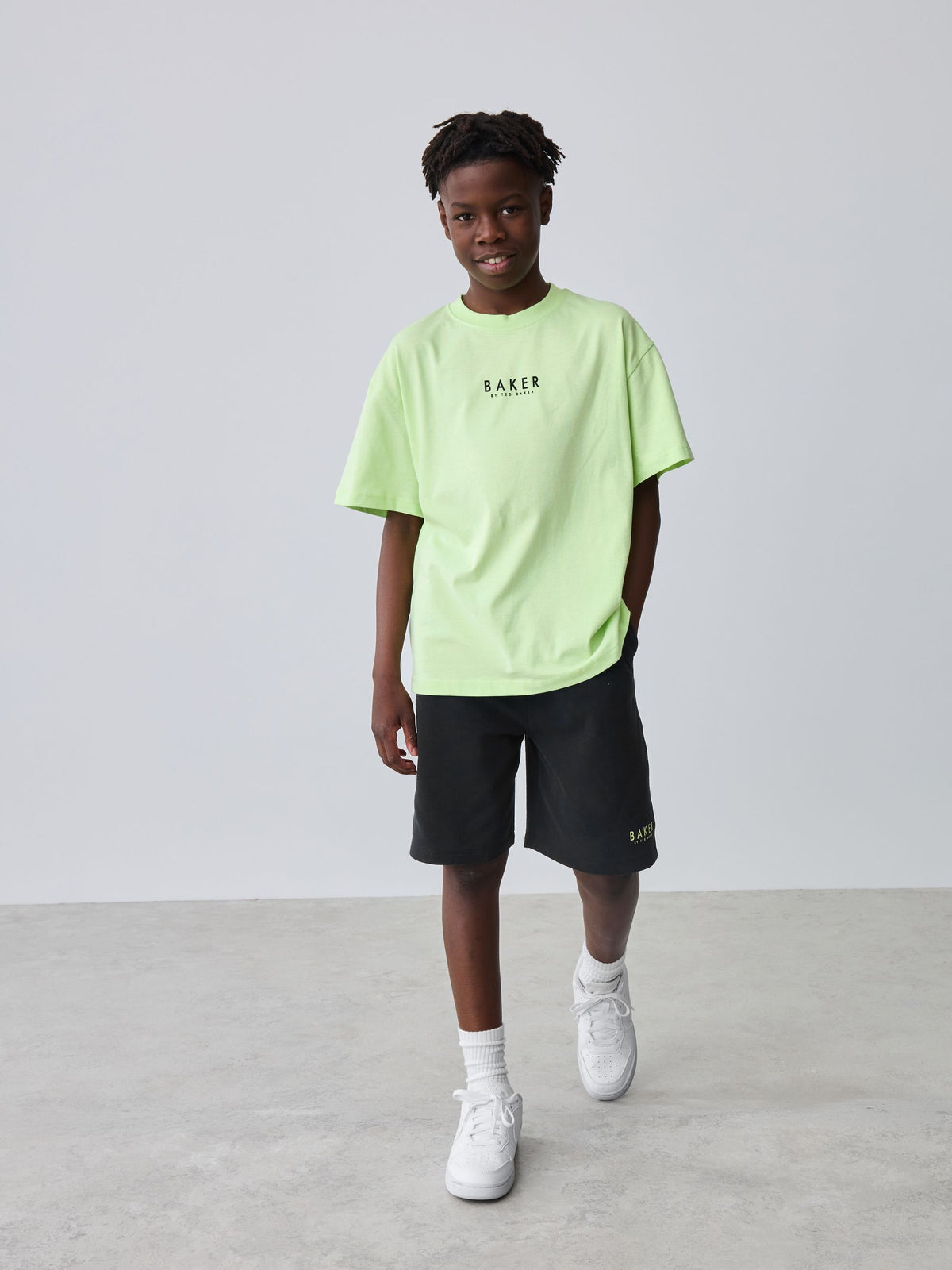 Baker by Ted Baker Lime Green/Black Baker by Ted Baker Oversized T-Shirt and Shorts Set - image 1