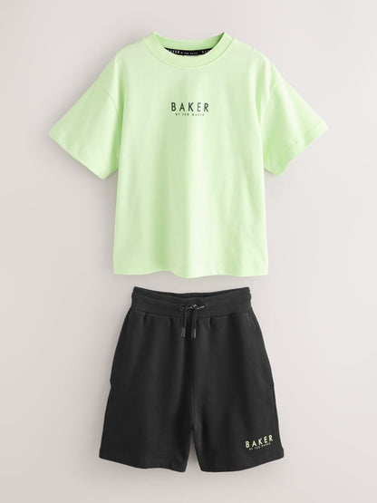Baker by Ted Baker Lime Green/Black Baker by Ted Baker Oversized T-Shirt and Shorts Set - image 5
