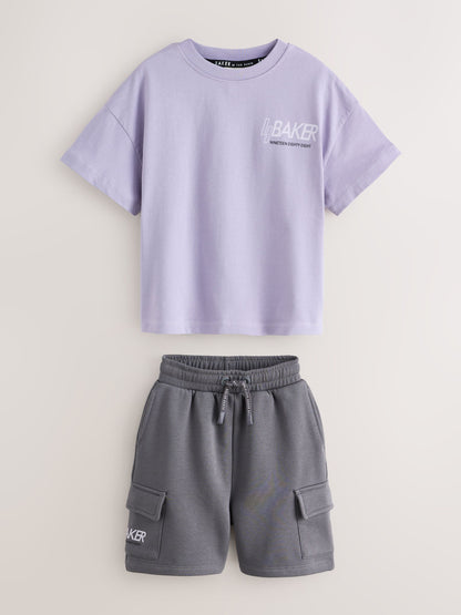 Baker by Ted Baker Purple Baker by Ted Baker Oversized Graphic T-Shirt and Shorts Set - image 7