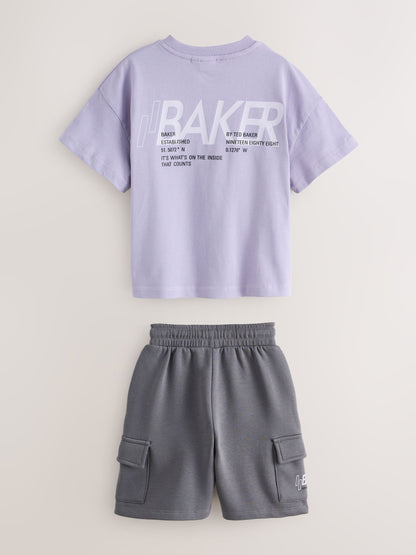 Baker by Ted Baker Purple Baker by Ted Baker Oversized Graphic T-Shirt and Shorts Set - image 8