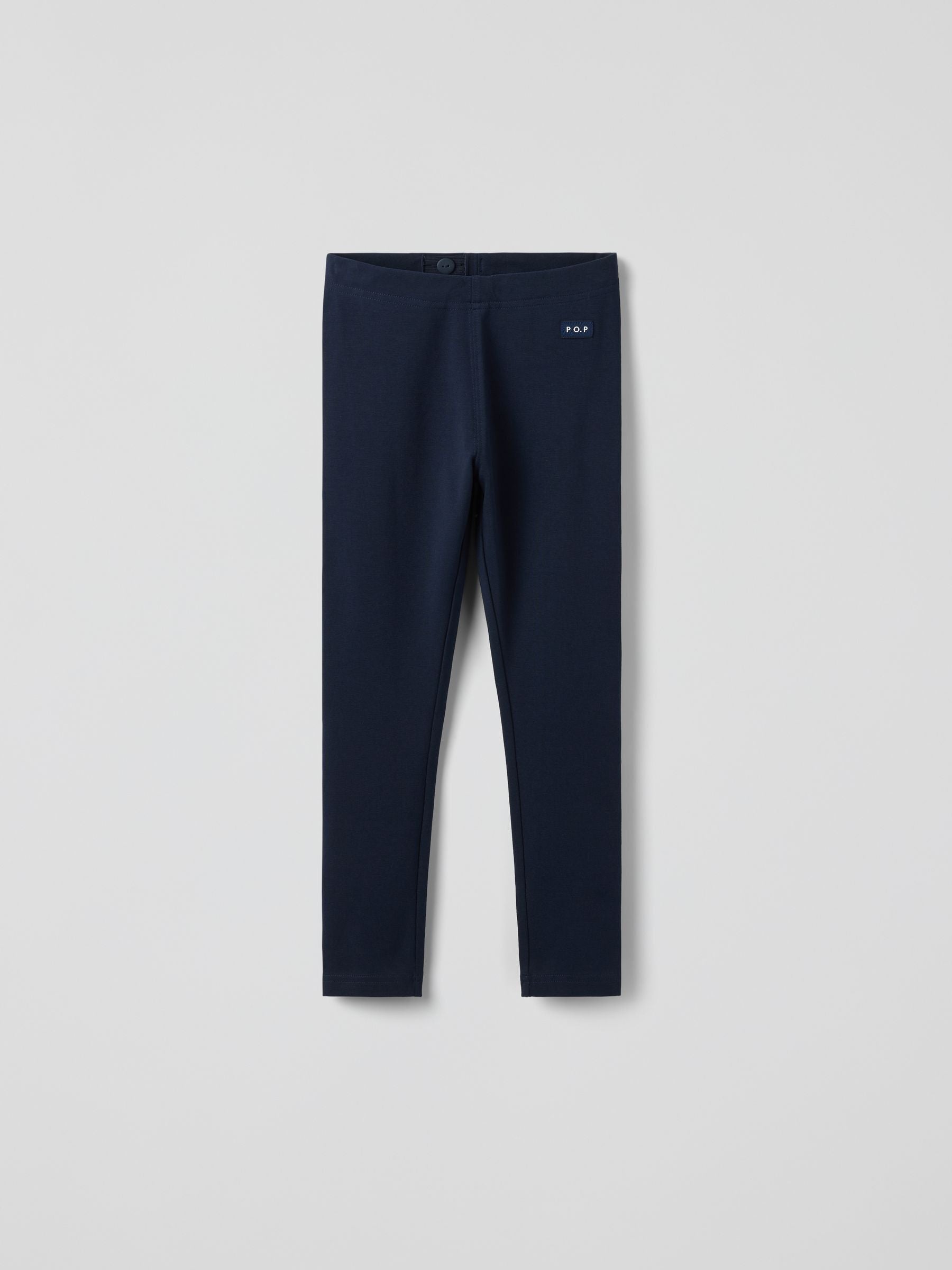 Polarn O. Pyret Blue Cotton Plain Leggings image 2