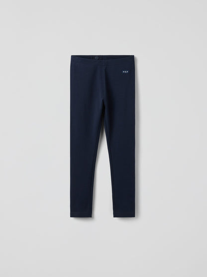 Polarn O. Pyret Blue Cotton Plain Leggings image 2