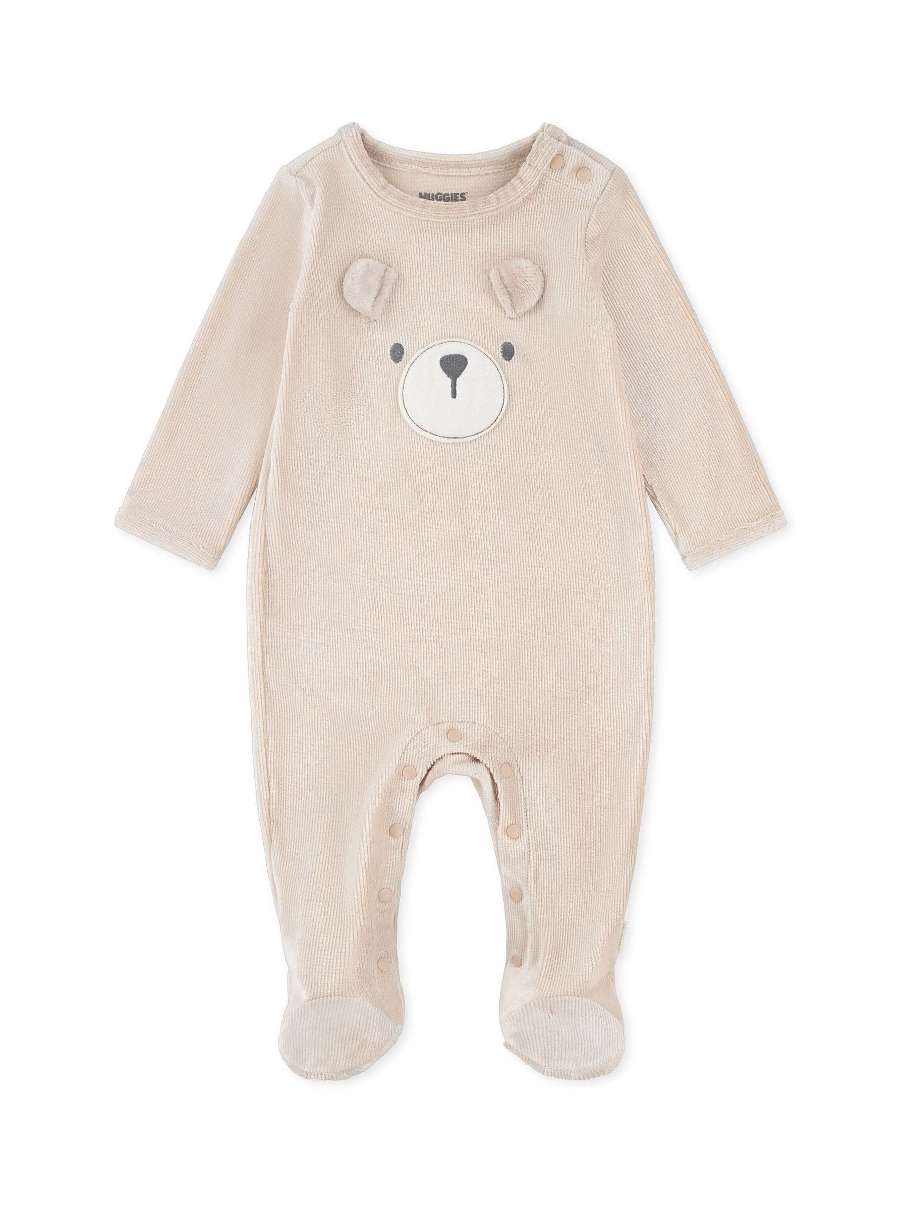 Huggies Brown Striped Footed Zip Sleepsuit image 2