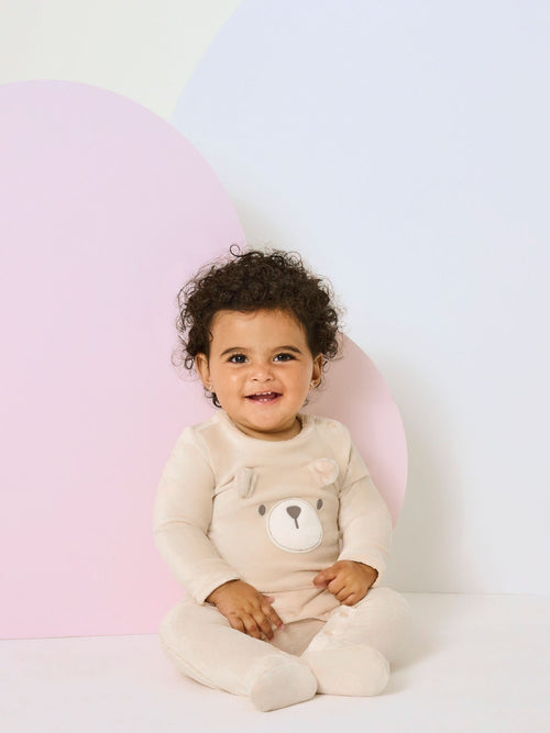 Huggies Brown Striped Footed Zip Sleepsuit image 1