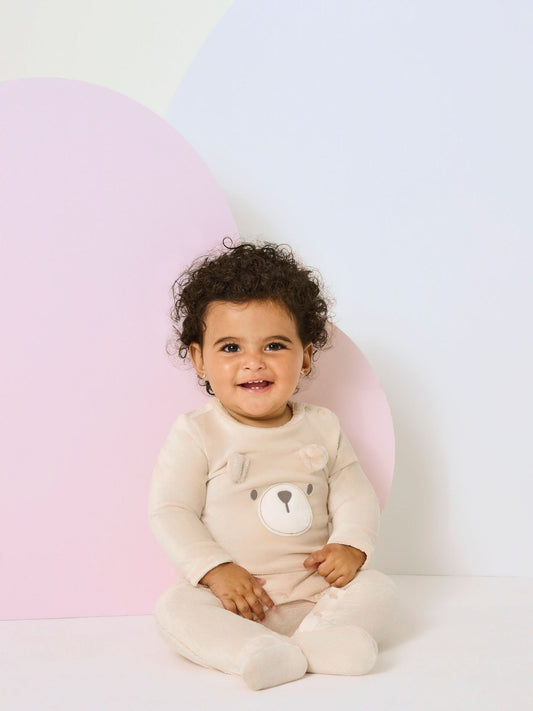 Huggies Brown Striped Footed Zip Sleepsuit image 1